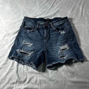 Judy Blue JB15206MD Distressed Cut Off Jean Shorts size Large stretchy
